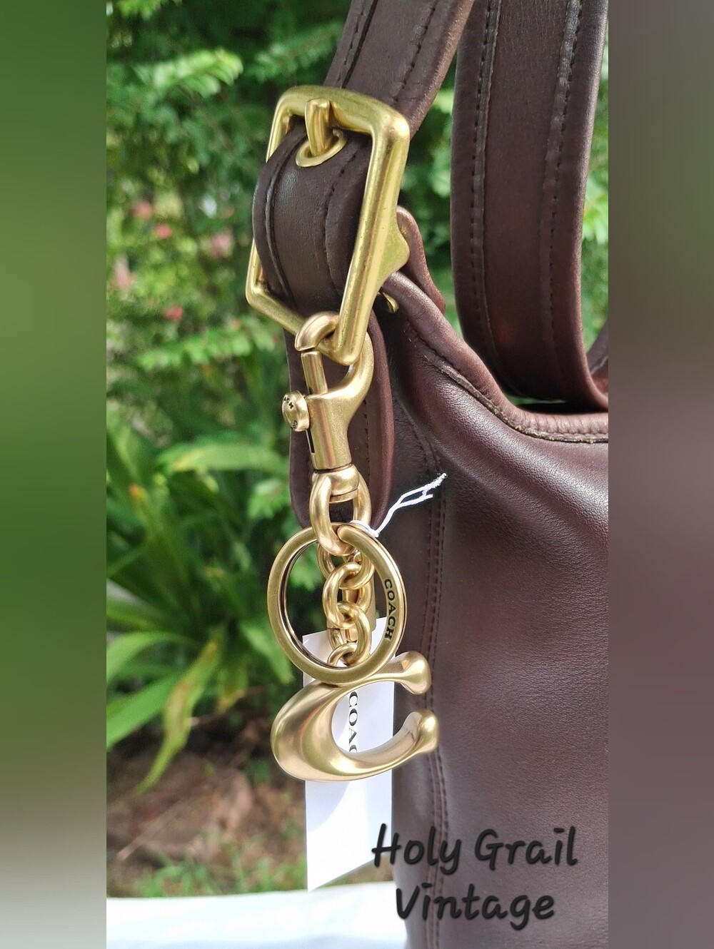 NWT Coach Brass Tone Signature Bag Charm/Keychain #1635